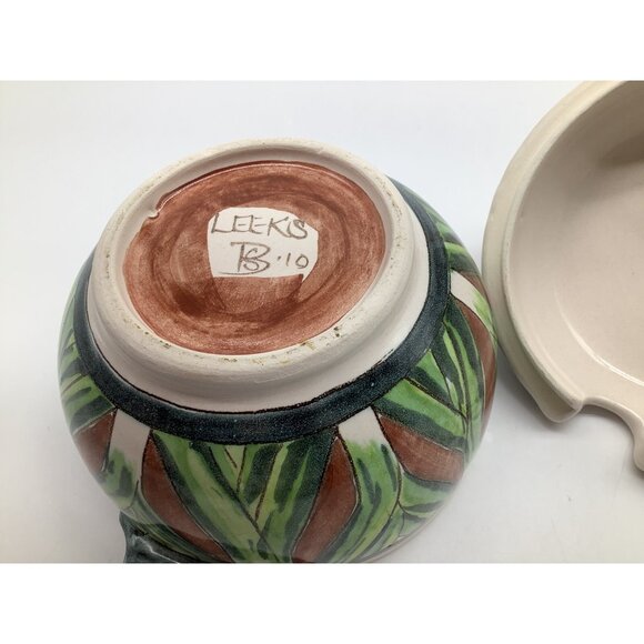 Hand Crafted Ceramic LEEKS Bowl with Lid Quality Serveware Hand Thrown Pottery - Picture 9 of 12